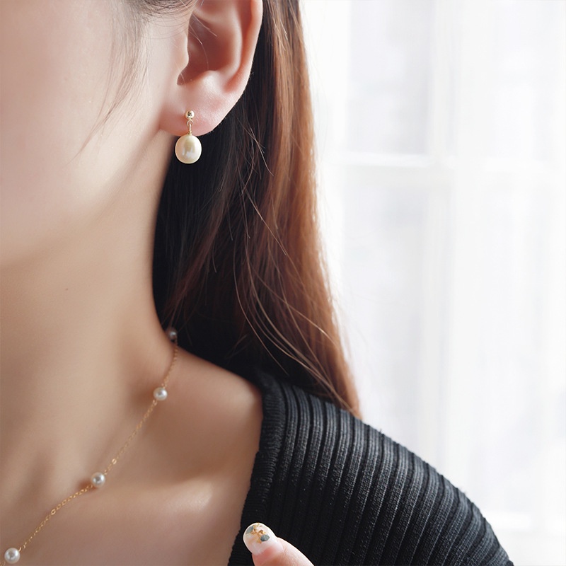 Khuyên Tai Hạt Ngọc Trai Tự Nhiên Màu Sắc Tươi Tắn