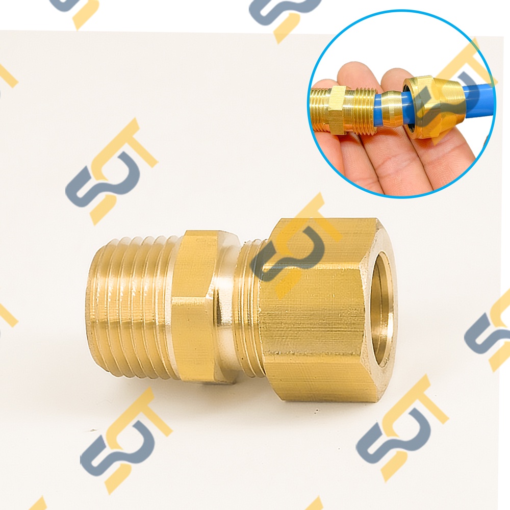 [HẠT BẮP &amp; NHẪN] Thẳng G 1/2 (21) ren ngoài kết nối ống nhựa PU &amp; ống đồng (Compression Male Connector) - Kép &amp; Cút NPT