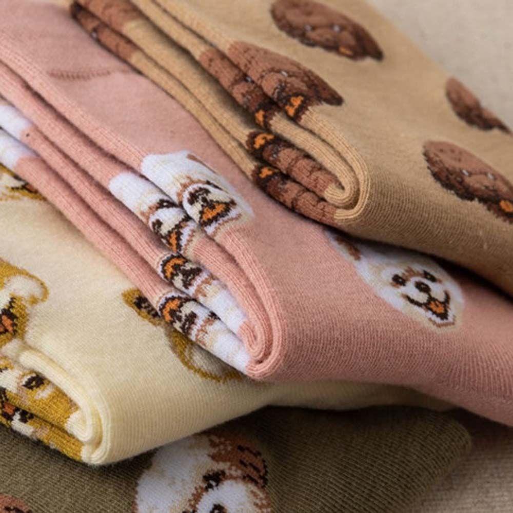 FORBETTER Vớ Cotton Cổ Trung Thoáng Khí In Họa Tiết Chó Shiba Inu Sáng Tạo Kiểu Nhật Bản