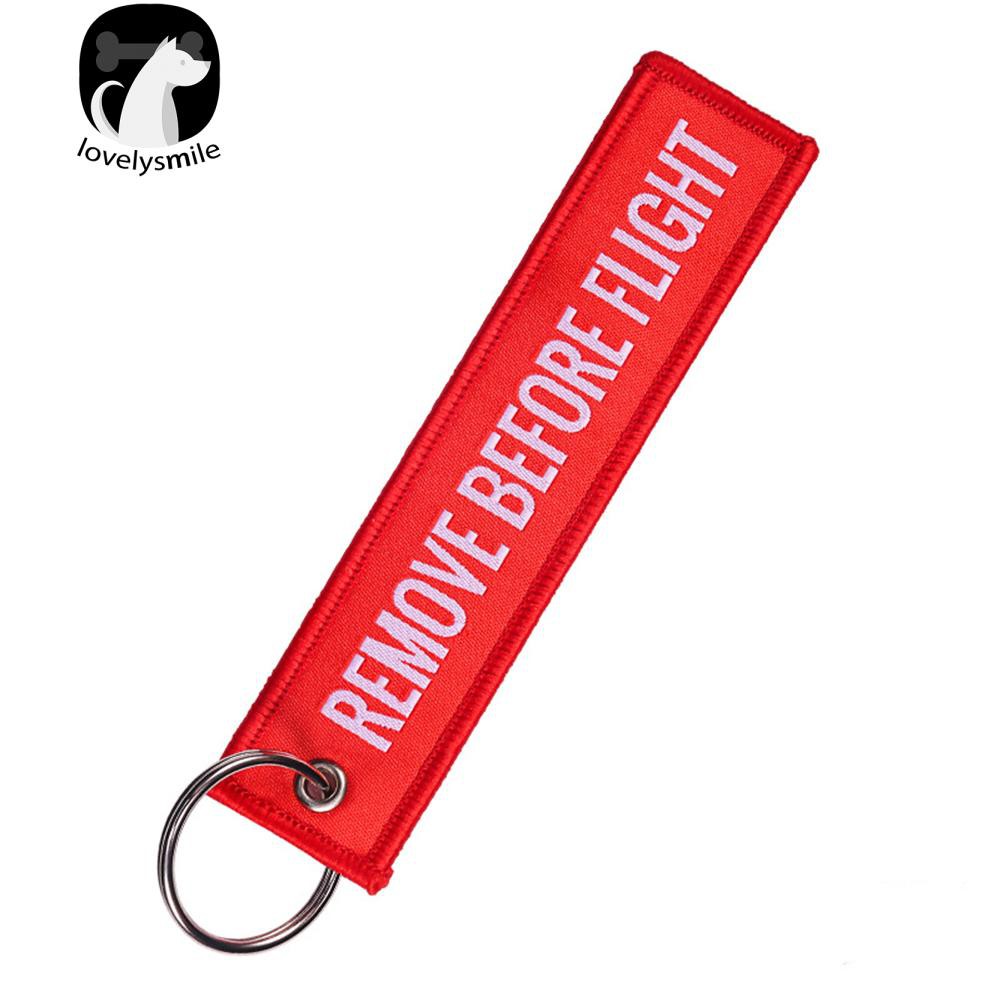 Móc khóa thêu chữ Remove Before Flight