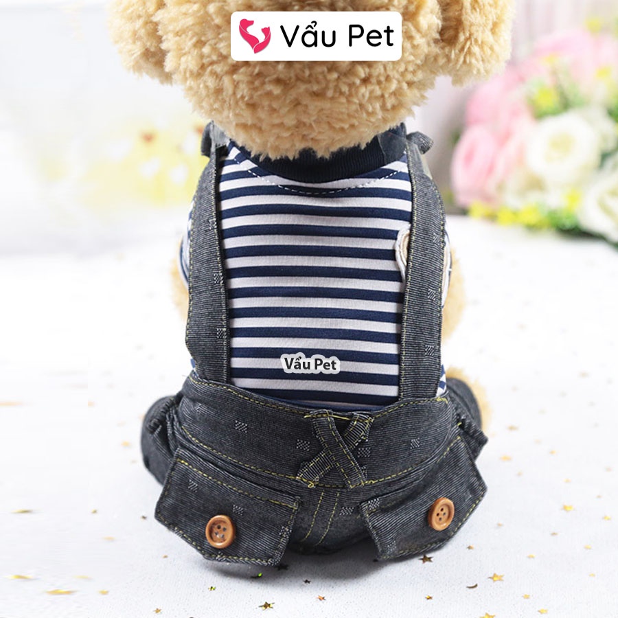 Áo cho chó mèo Bộ Yếm Bò Sọc - Quần áo cho chó poodle, con, lớn, mèo, thú cưng Vẩu Pet Shop