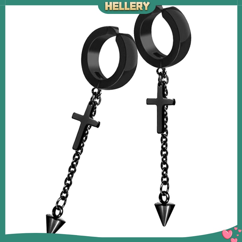 Khuyên kẹp vành tai dáng dài không cần xỏ lỗ mặt hình Thánh giá phong cách punk cho nam và nữ