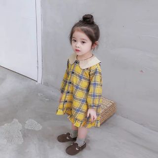 Váy công chúa sọc ca rô bé gái