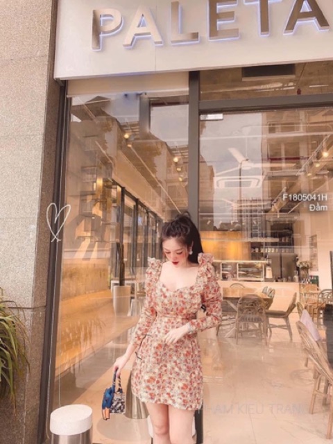 Đầm hoa cúp ngực phối bèo | BigBuy360 - bigbuy360.vn