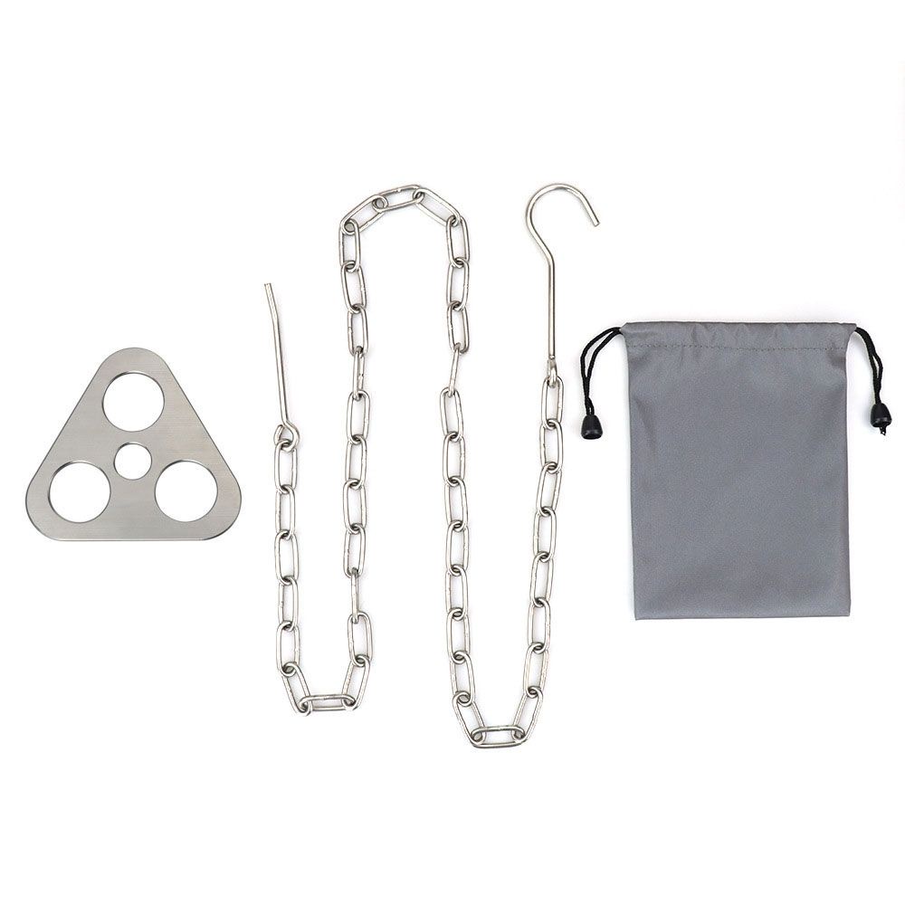 YIYU Set giá treo nồi 3 chân hình tam giác gắn móc có thể tháo rời bằng thép không gỉ dùng nướng BBQ ngoài trời đa năng