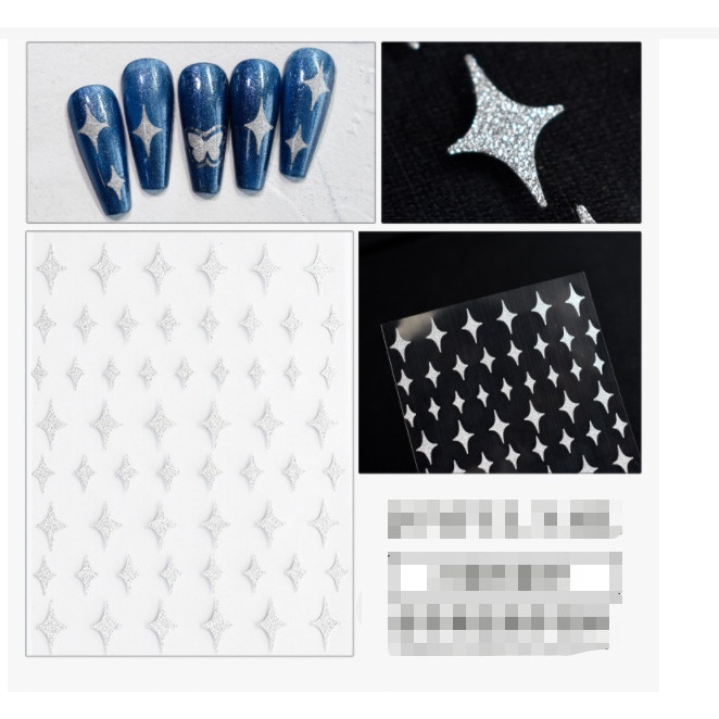 Sticker lấp lảnh trang trí nail MÃ SAO TIM GẤU