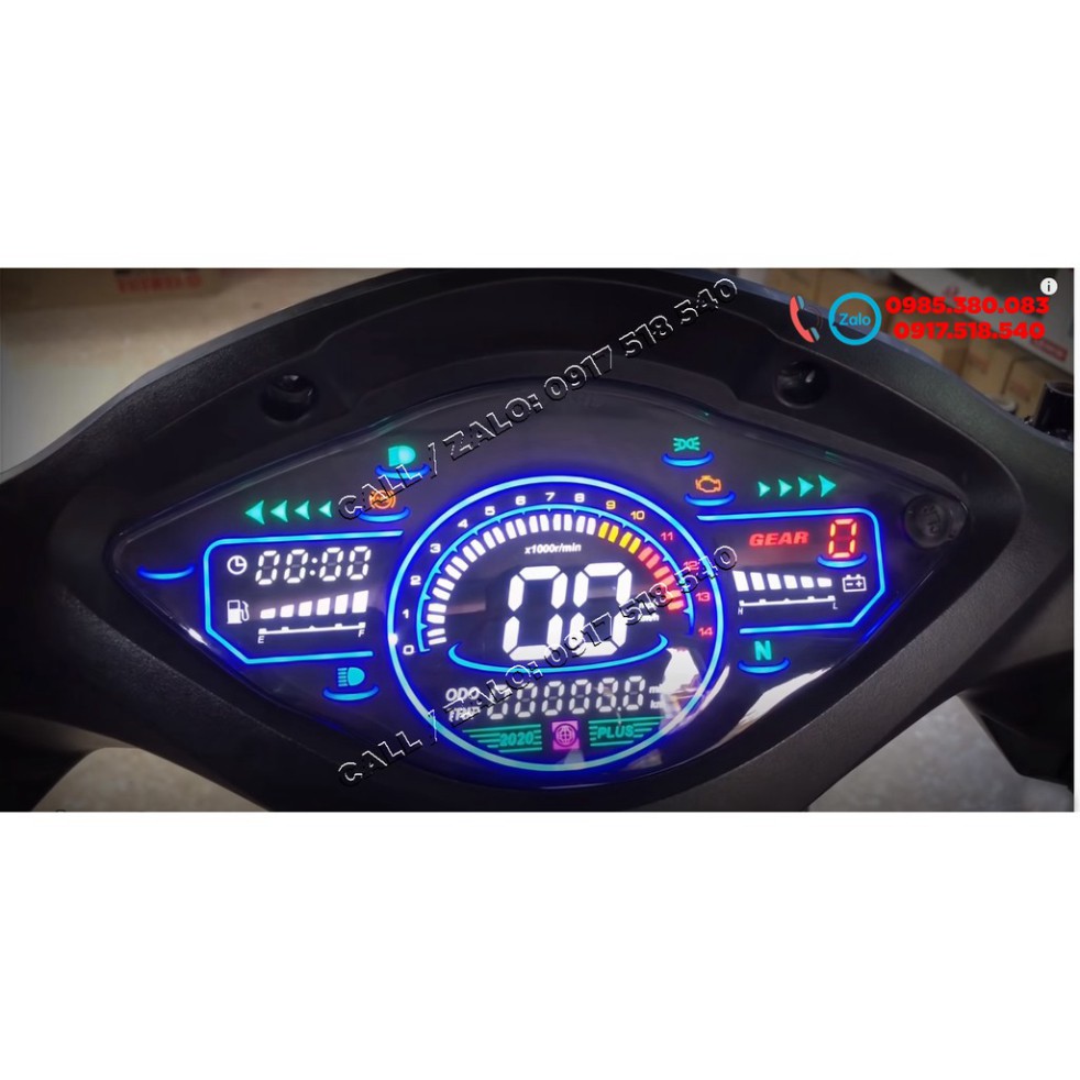 🛵 Đồng hồ điện tử gắn Wave Alpha, Wave S , Wave RS , Wave 50cc mẫu 2020 Plus full led lcd ( đối chiếu mẫu gống hình) 🛵