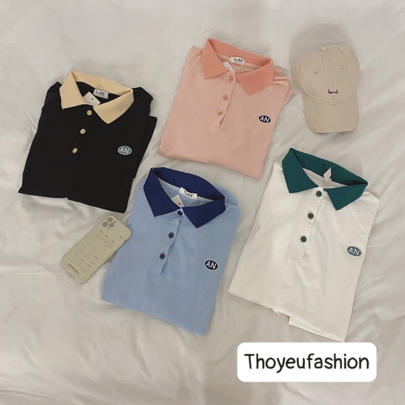 Áo Polo Nữ Form Rộng Phối Cực Xinh - Áo Phông Có Cổ Ulzzang Chất Cotton Mềm Mát Freesize M1175