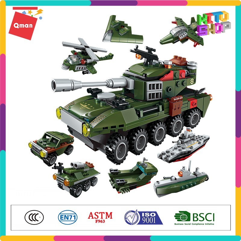 Đồ Chơi Xếp Hình Thông Minh Lego Qman 1803  - Xe Tăng Chiến Xa Lội Nước 361 Chi Tiết Cho Trẻ Từ 6 Tuổi