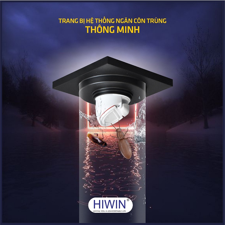 Phễu thoát sàn ngăn mùi hôi thoát nước nhanh đồng mạ đen kích thước 100x100mm HIWIN FD-1408B
