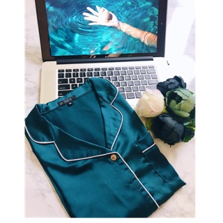 Bộ lụa satin xanh cổ vịt đủ size đủ dáng (k có sẵn chờ may)