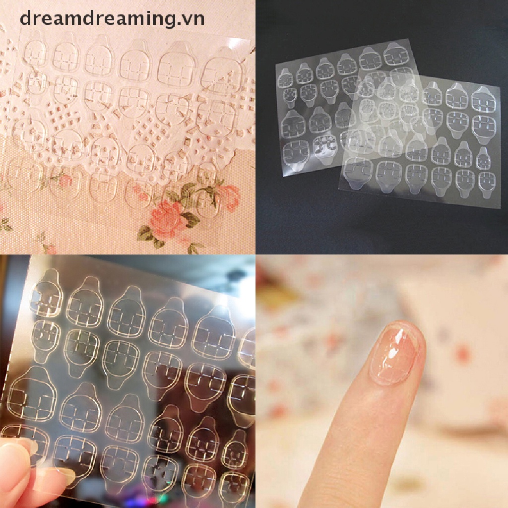(Hàng Mới Về) Bộ 24 Móng Tay Giả 2 Mặt Trong Suốt Chắc Chắn