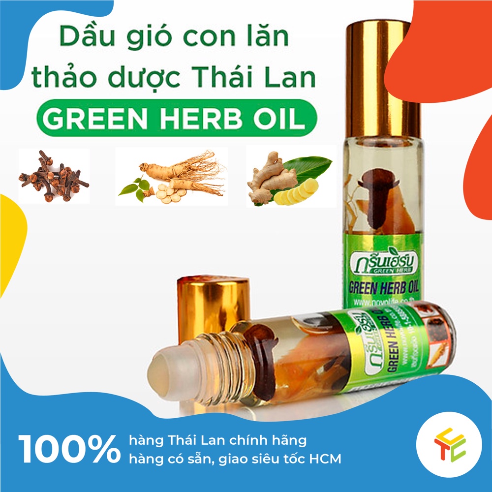 Dầu Lăn Bạc Hà, Nhân Sâm Green Herb Oil 8ml Chính Hãng