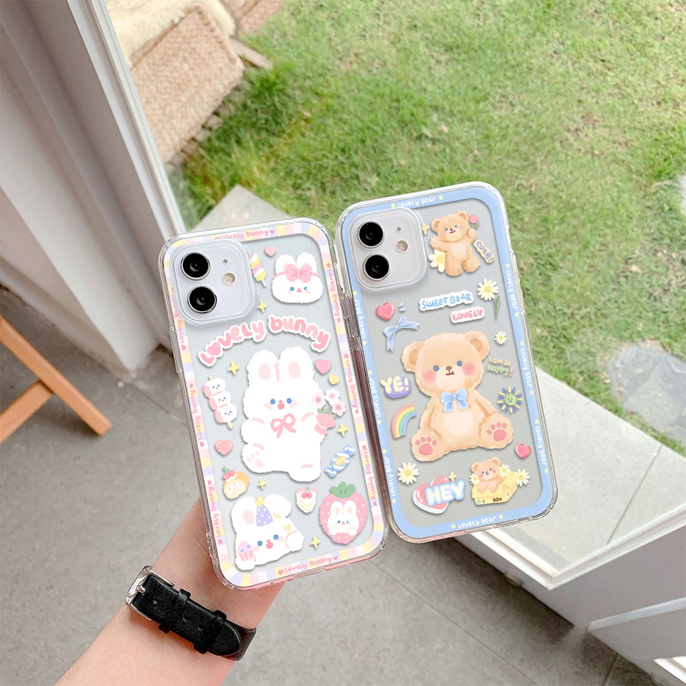 Ốp Điện Thoại Tpu Mềm Chống Sốc In Hình Gấu Thỏ Cho iPhone 11 12 13 pro max XS X XR XSMax 7 8 6 6s plus 5 4 SE 2020