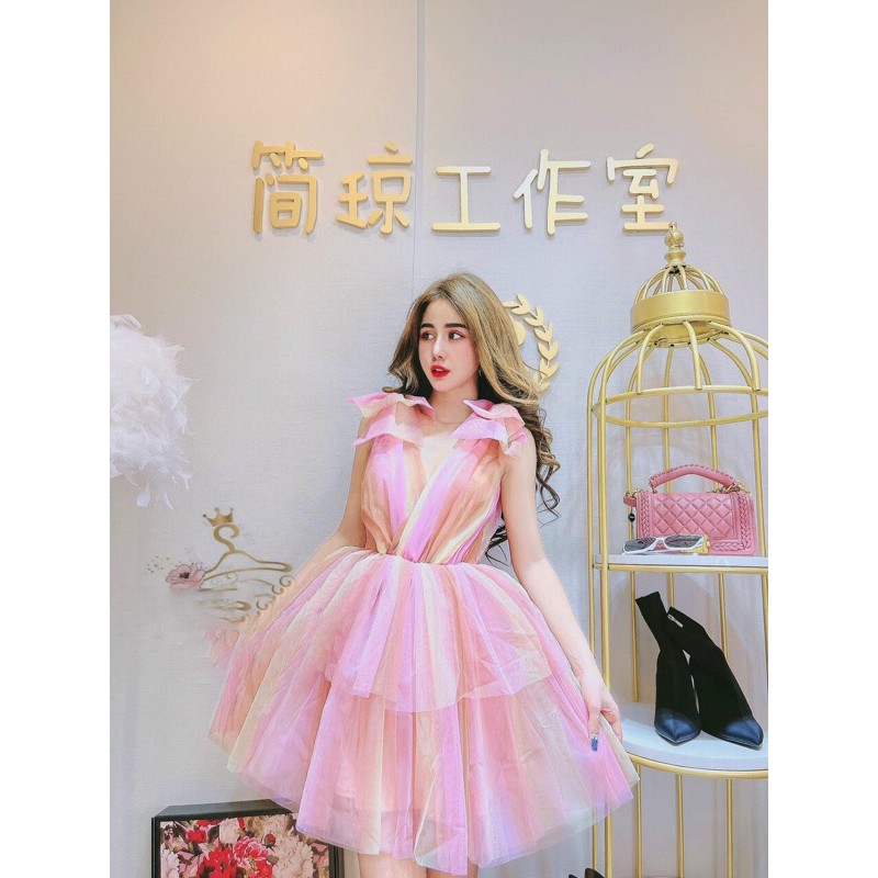 đầm phối màu nơ