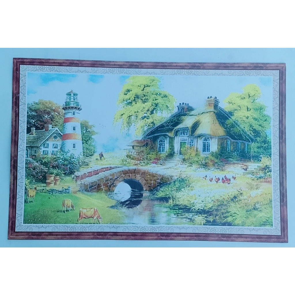 Tranh 3D Dán tường nổi họa tiết phong cảnh hữu tình KT: Tranh 40x60cm giá 38000₫