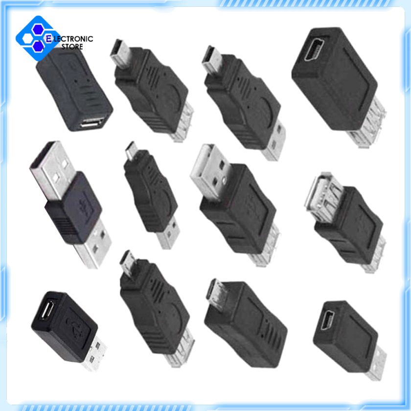 Set 12 Bộ Chuyển Đổi Dữ Liệu Otg Usb 2.0 A Male Sang Female Micro-B | BigBuy360 - bigbuy360.vn