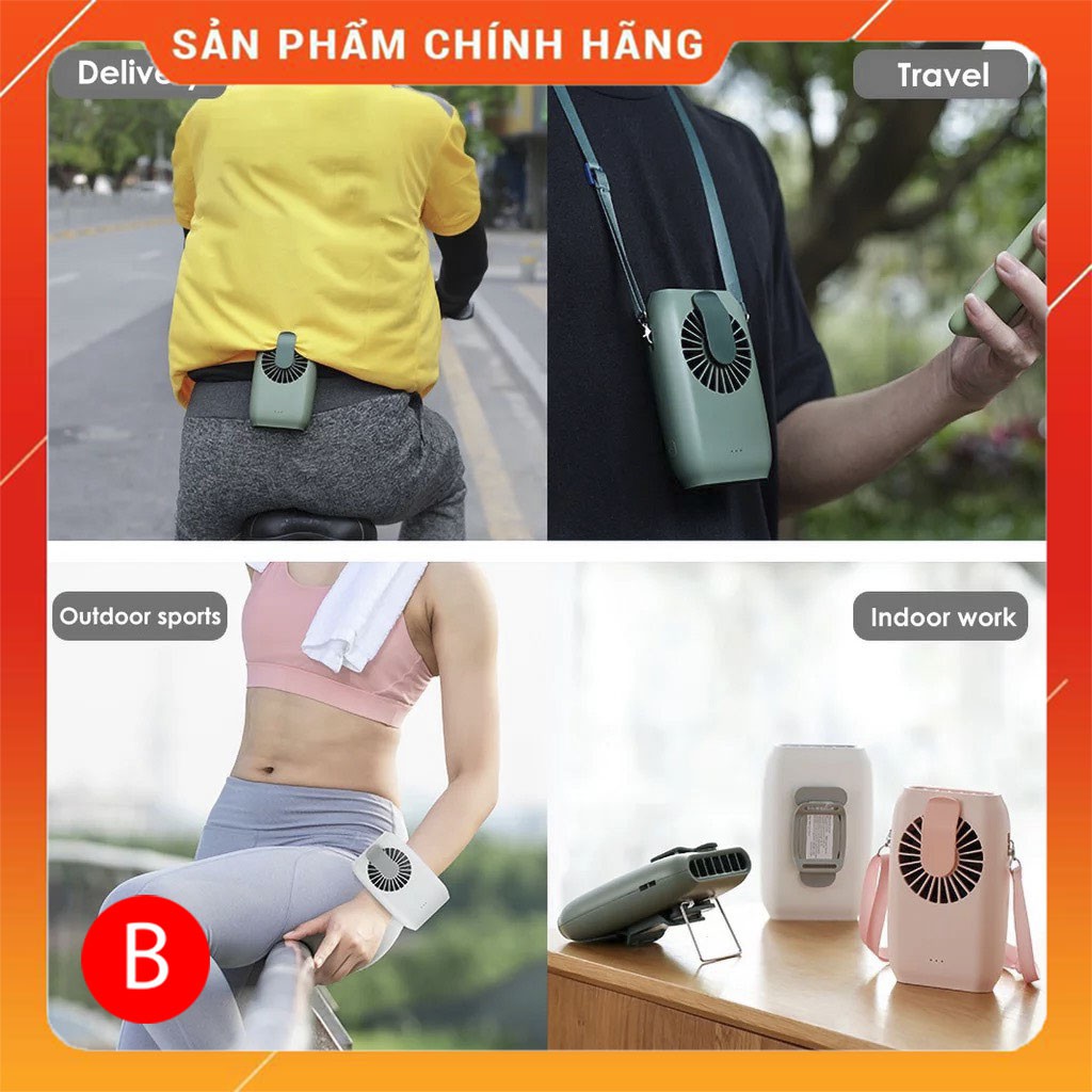 Quạt mini cầm tay,đeo cổ,để bàn usb có thể sạc lại 2000mAh 3 chế độ gió đa năng