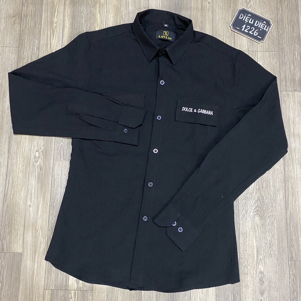 ÁO SƠ MI NAM ĐŨI DÀI TAY TÚI HỘP THÊU CHỮ HÀNG ĐẸP | BigBuy360 - bigbuy360.vn