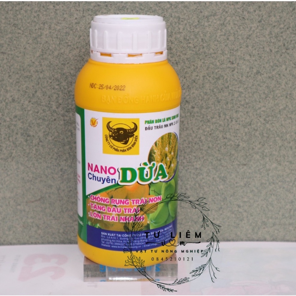 Phân Bón Lá Đầu Trâu NPK Sinh Học 2-10-3 NANO Chuyên Dừa  500ml - Chống Rụng Trái Non - Tăng Đậu Trái - Lớn Trái Nhanh