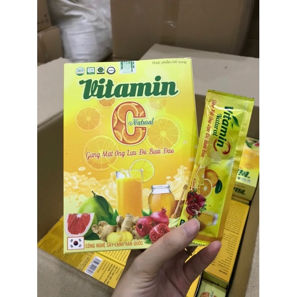 Vitamin C Natural Gừng ,Mật Ong, Lựu Đỏ, Bưởi Đào- Giúp Tăng Sức Đề Khán (Hộp 15 gói )