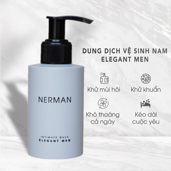 Dung Dịch Vệ Sinh Nam Giới Nerman 100ml Hương Nước Hoa Pháp Cao Cấp Nerman Men's Hygiene Solution Elegent Men Gel 100ml