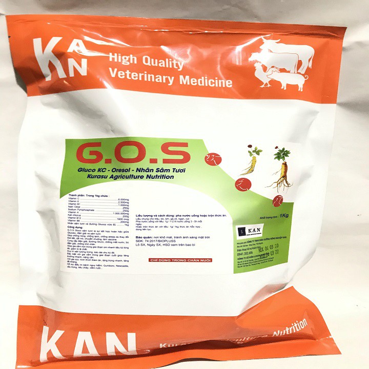 Combro 5kg GOS điện giải kết hợp gluc KC tăng lực chống nóng nhân sâm cho gia súc gia cầm