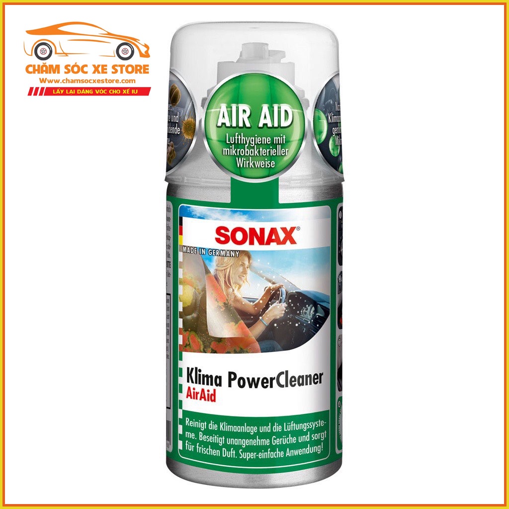 Khử mùi, diệt nấm mốc dàn lạnh ô tô thế hệ mới  Sonax a/c cleaner Air Aid 323100 - 100ml