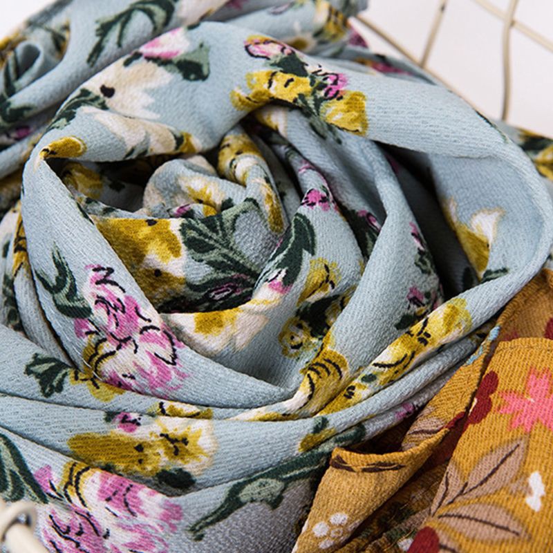 Khăn Choàng Đầu Chất Chiffon Hoạ Tiết Hoa Nhiều Màu Sắc Cho Nữ