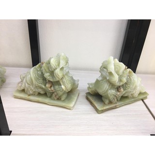 Cặp Tỳ Hưu đá Hoàng Long, đá Ngọc Xanh có đế