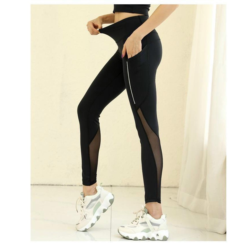 QUẦN LEGGING NỮ PHỐI LƯỚI CÓ TÚI TẬP GYM,YOGA,FITNESS,AEROBIC,ZUMBA,ĐI CHƠI