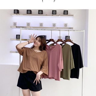 Áo thun big size cổ tim tay lỡ size đại 75-105kg