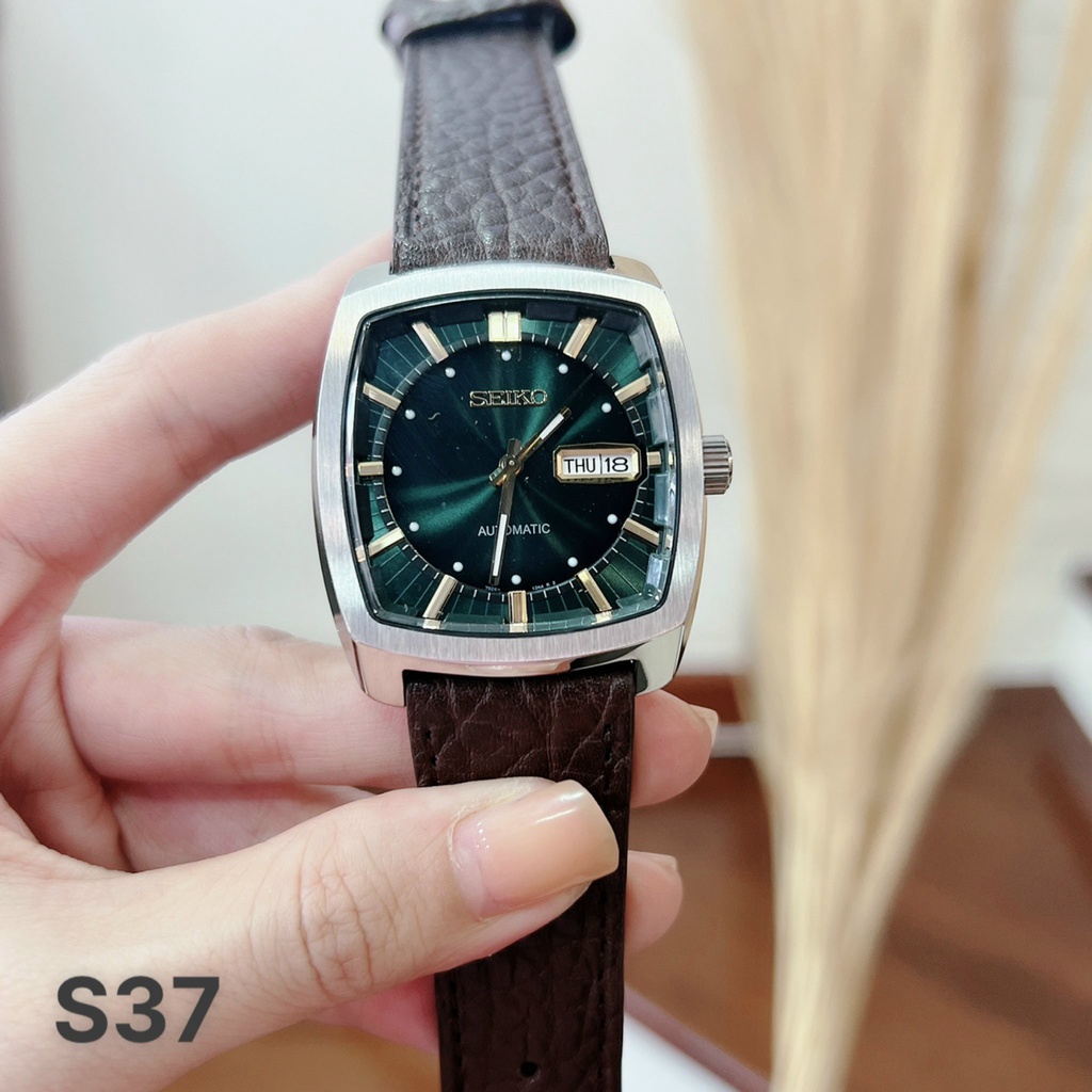 Đồng hồ nam seiko recraft automatic mặt vuông- dây da - size 40mm
