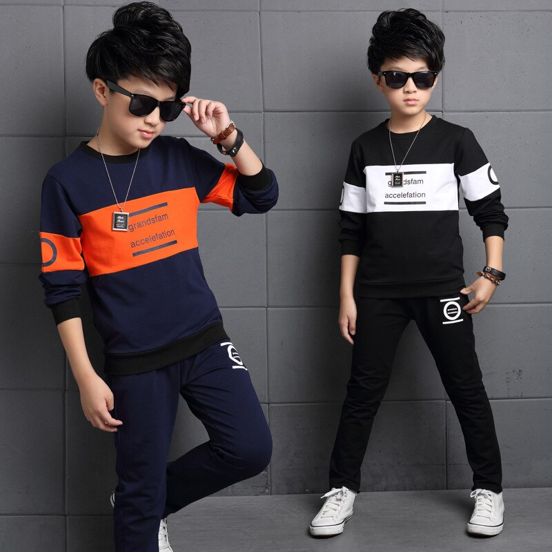 Set Áo Thun Tay Dài &amp; Quần Dài Cho Bé Trai 5-12 Tuổi