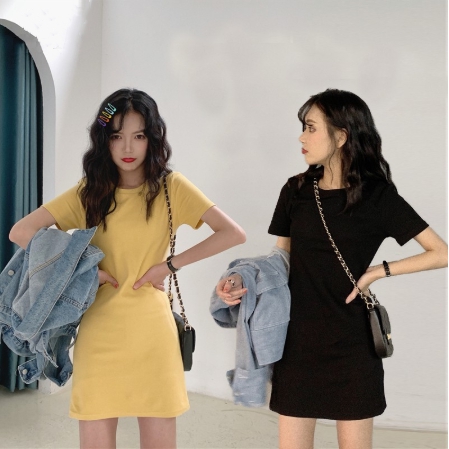 Đầm ngắn dáng ôm màu trơn phong cách Hàn Quốc | BigBuy360 - bigbuy360.vn