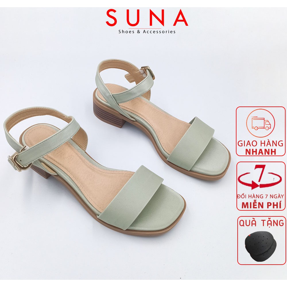 Sandal nữ tiểu thư gót vuông quai ngang đế bệt 2cm thời trang SUNA - X110