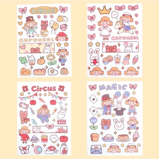 SET 4 Tấm Sticker Dễ Thương Trang Trí Sổ