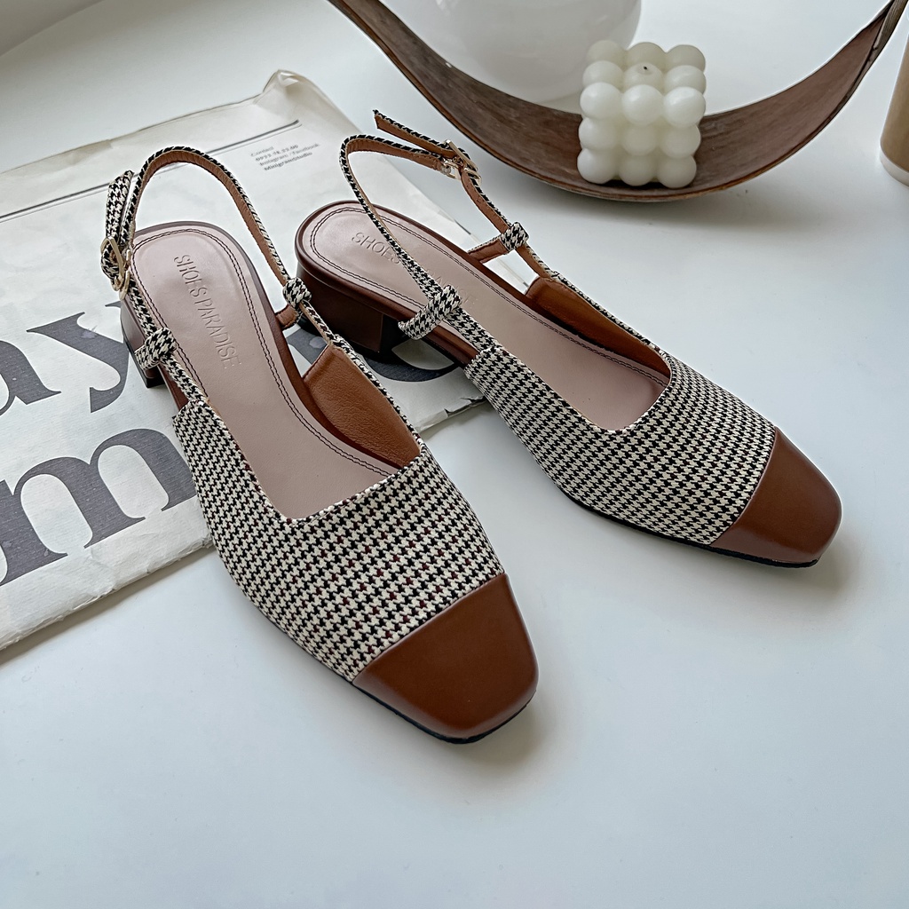 Giày cao gót bít mũi 5p mũi vuông 5 phân nữ đế vuông shoes paradise BBXK13