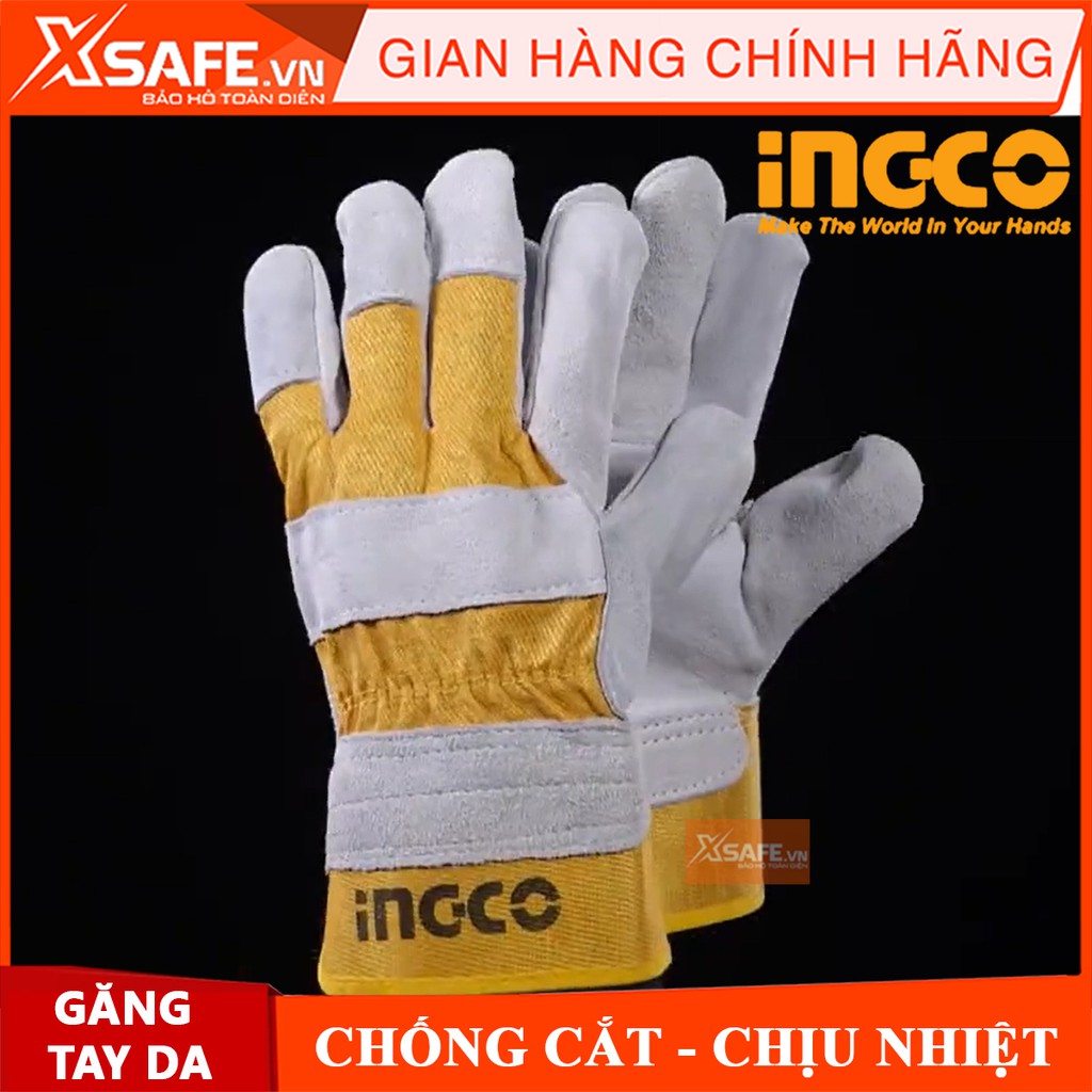 Găng tay bảo hộ vải da Ingco HGVC01 găng tay lao động đa năng, bao tay hàn cắt, cơ khí, xây dựng, nông nghiệp, luyện kim