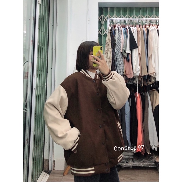 Áo Khoác Bomber Dạ Trần Phao Trơn Phối Tay Dáng Rộng Unisex Cho Cả Nam Nữ Chữ | BigBuy360 - bigbuy360.vn