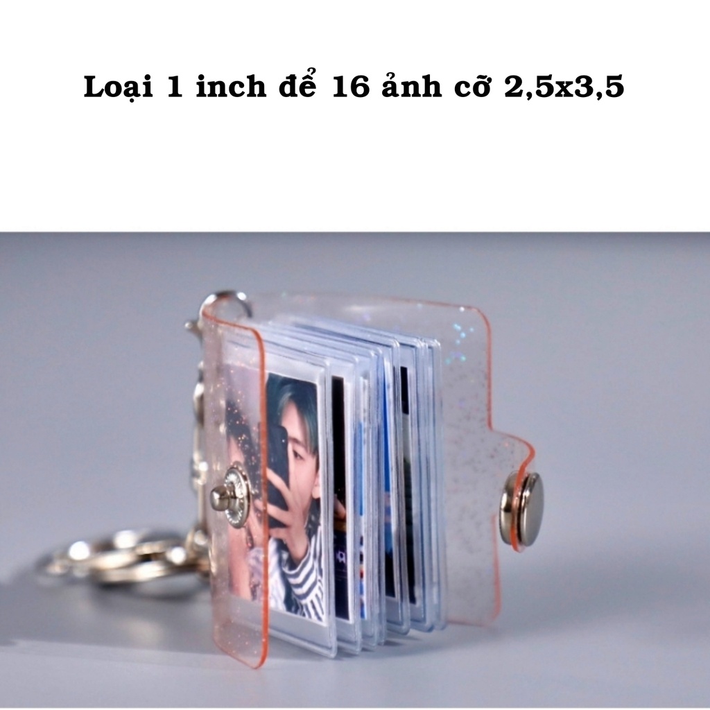 Móc khóa album ảnh mini 1 inch để 16 ảnh 2,5x3,5 và in ảnh theo yêu cầu để chìa khóa xe máy quà tặng Tú Vy Studio