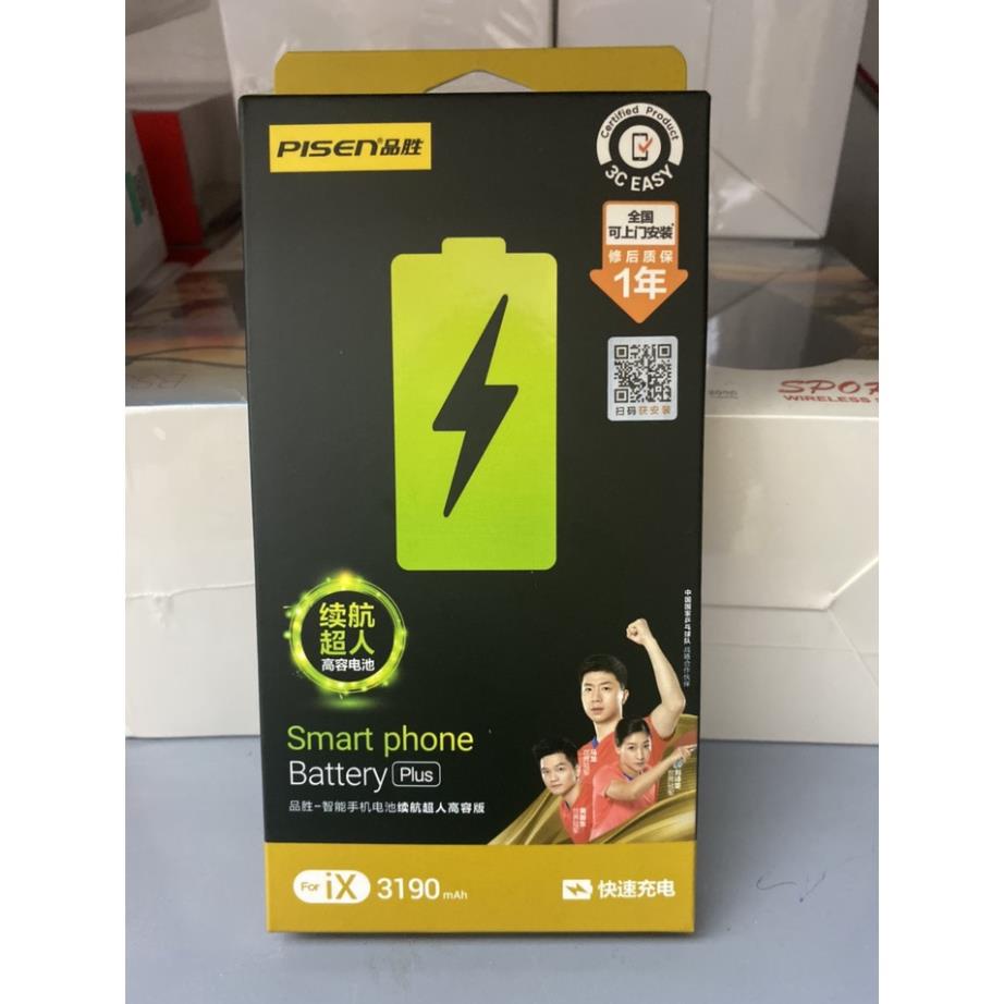 Pin PISEN ip Dung Lượng SIÊU CAO - SIÊU TRÂU cho ip 6G/6P/6S/6SP/7G/7P/8G/8P/X Tặng 9D