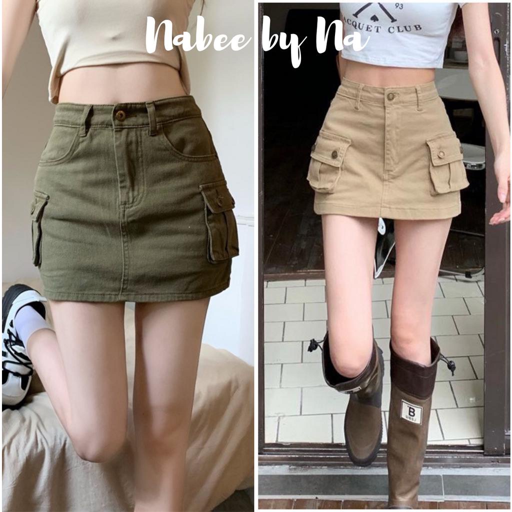 Chân váy kaki túi hộp, chân váy ngắn dáng ôm mông NABEÉ (có quần trong cùng chất vải)