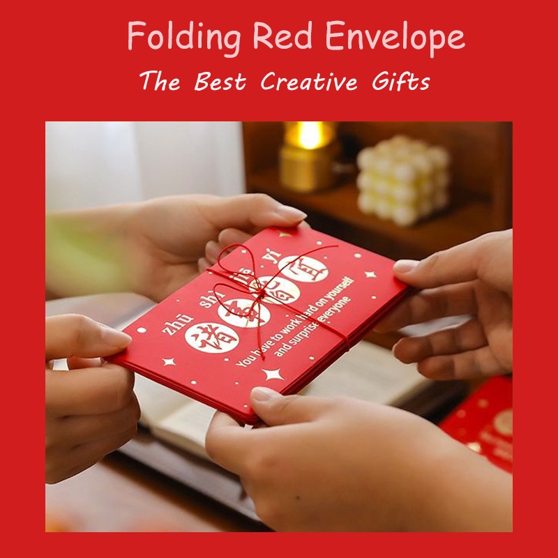 Bộ 6 Thiệp Chúc Mừng Năm Mới Dạng Gấp Màu Đỏ Chất Lượng Cao Họa Tiết Chữ Độc Đáo