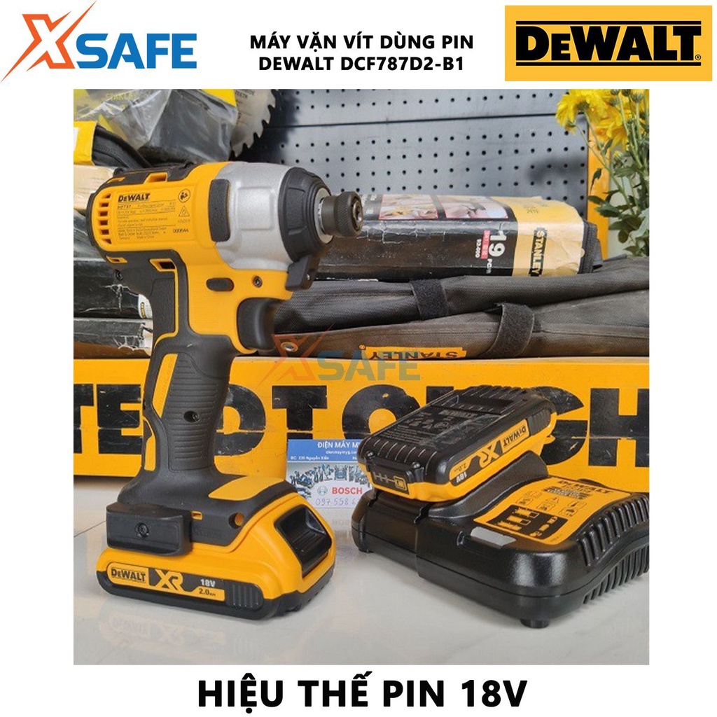 Máy siết vít dùng pin DEWALT DCF787D2-B1 Máy vặn vít động lực kèm 2 pin Li-Ion 18V, tốc độ không tải 2,800 vòng/phút