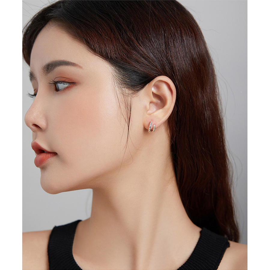 Khuyên Tai Bamoer BSE494 Làm Từ Bạc Thật 925 Đính Đá Zircon Thời Trang Cho Nữ