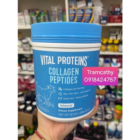 Protein vital Collagen peptic bột uống đẹp da, móng, tóc Vital Proteins Collagen Beauty