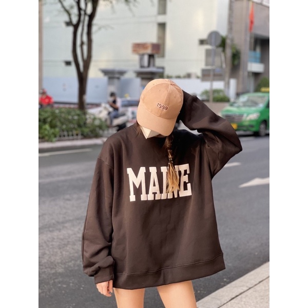 Áo Sweater Nỉ Bông MAINE Form Rộng Unisex Nam Nữ (Ảnh thật/ Có Sẵn) | WebRaoVat - webraovat.net.vn