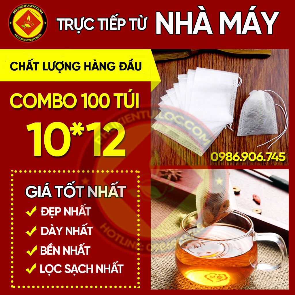 {Rẻ vô địch} 100 chiếc túi lọc trà kích thước 10 x 12 cm