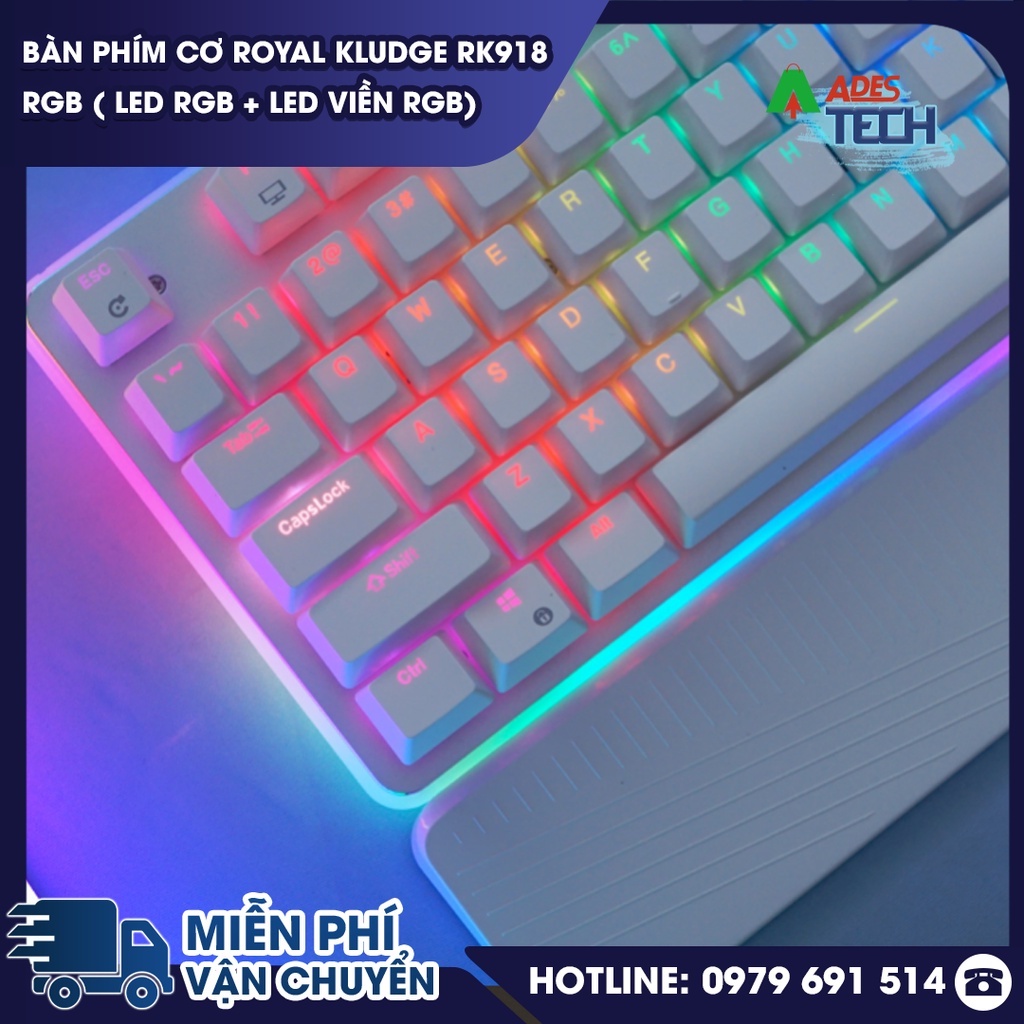 Bàn Phím Cơ Royal Kludge RK918 | Bàn Phím Led RGB Trắng/Đen [Blue/Brown/Red Switch] | Bảo Hành Chính Hãng | BigBuy360 - bigbuy360.vn